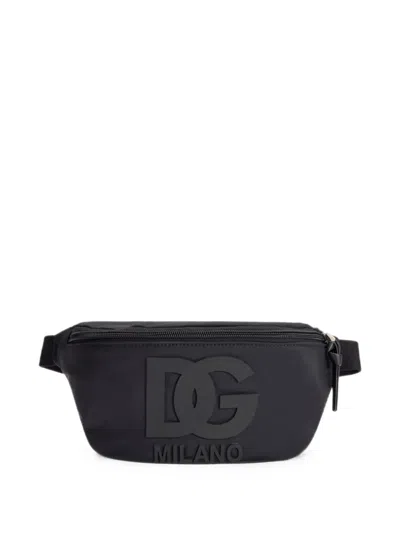 Dolce & Gabbana Kids' Nylon Waist Bag With Logo In Black