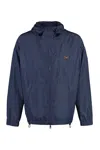 Dolce & Gabbana Windbreaker Jacket With Adjustable Drawstring And Hood In Blue