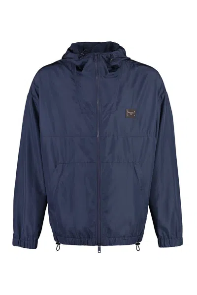 Dolce & Gabbana Nylon Windbreaker-jacket In Blue