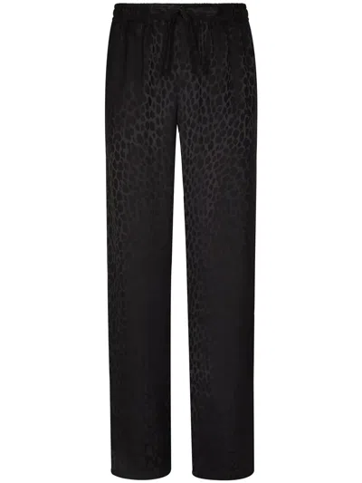 Dolce & Gabbana Animal-print Straight Trousers In Black