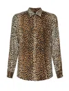 Dolce & Gabbana Silk Twill Martini-fit Shirt With Ocelot Print