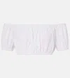 Dolce & Gabbana Off-the-shoulder Cropped Gathered Cotton-poplin Top In White