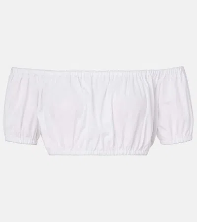 DOLCE & GABBANA OFF-SHOULDER COTTON CROP TOP