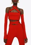 Dolce & Gabbana Off-shoulder Cropped Halter Top In Red