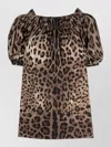 Dolce & Gabbana Short Sleeve Top In Poplin Leopard Print Clothing In Brown