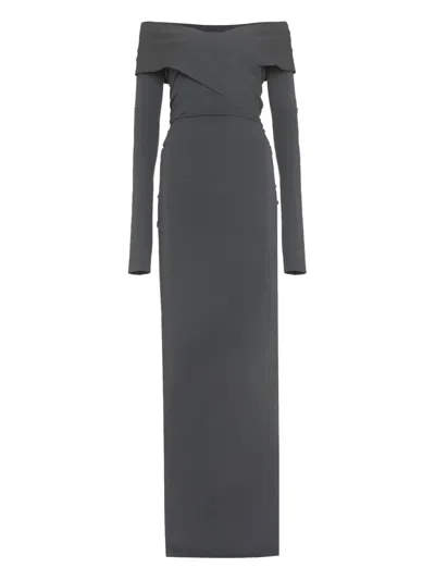 Pre-owned Dolce & Gabbana Off-shoulder Wrap Dress In Gray