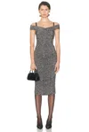 Dolce & Gabbana Off-the-shoulder Gathered Printed Silk-blend Midi Dress In Gray