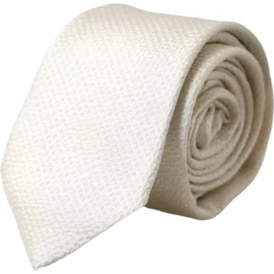 Dolce & Gabbana Ivory 100% Silk Adjustable Neckmen's Men Men's Tie In White