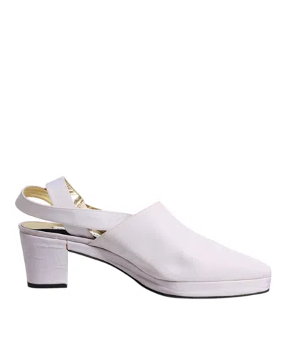 Pre-owned Dolce & Gabbana Off White Block Heel Slingback Sandals Women's Shoes ()