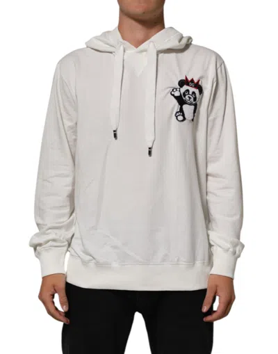 Pre-owned Dolce & Gabbana Off White Cotton Panda Hooded Sweatshirt Men's Sweater ()
