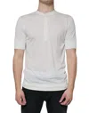 Dolce & Gabbana White Short Button Closure Crewneck  T-shirt