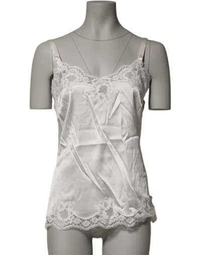 Dolce & Gabbana Off White Floral Lace Tank Lingerie Top Women's Underwear