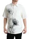 DOLCE & GABBANA OFF WHITE FLORAL PRINT COLLARED POLO T-SHIRT