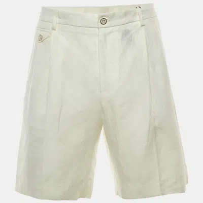 Pre-owned Dolce & Gabbana Off White Linen Bermuda Shorts M