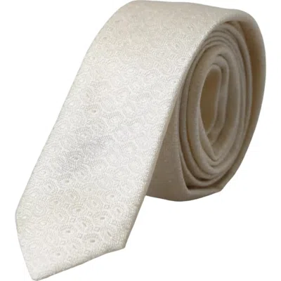 DOLCE & GABBANA DOLCE & GABBANA OFF WHITE PATTERNED SILK ADJUSTABLE MEN MEN'S TIE