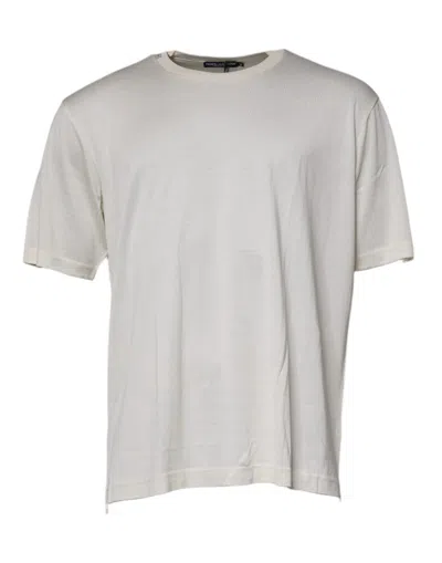 Pre-owned Dolce & Gabbana Off White Silk Crewneck Short Sleeve Men's T-shirt ()