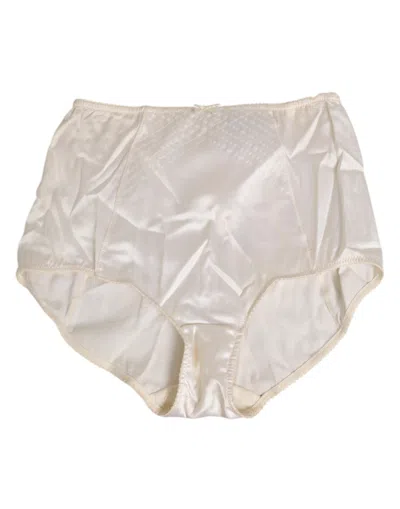 Dolce & Gabbana Off White Silk High Waist Girdle Panty Underwear In Neutral