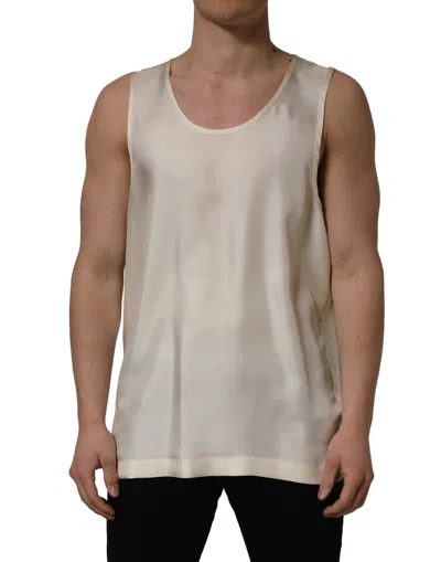 Pre-owned Dolce & Gabbana Off White Silk Sleeveless Tank Top Men's T-shirt ()