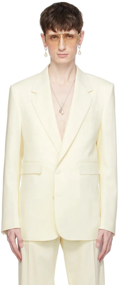 Dolce & Gabbana Off-white Single-breasted Blazer In Bianco Naturale