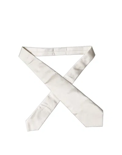 Dolce & Gabbana Off White Solid Silk Adjustable Women Tied Necktie Tie In Gray