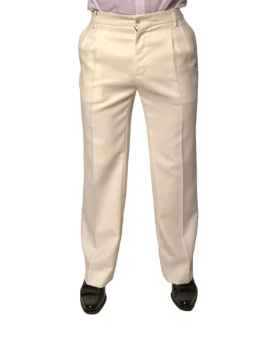 Dolce & Gabbana Off White Straight Dress Men's Pants