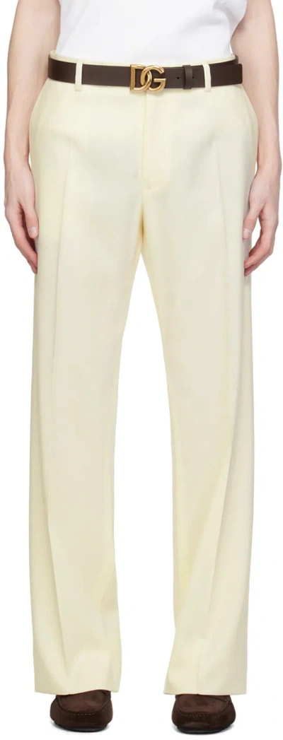 Dolce & Gabbana Off-white Straight-leg Trousers In Bianco Naturale