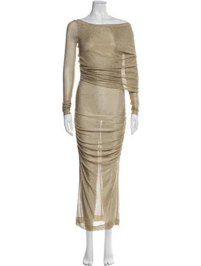 Pre-owned Dolce & Gabbana Off-the-shoulder Long Dress In Gold