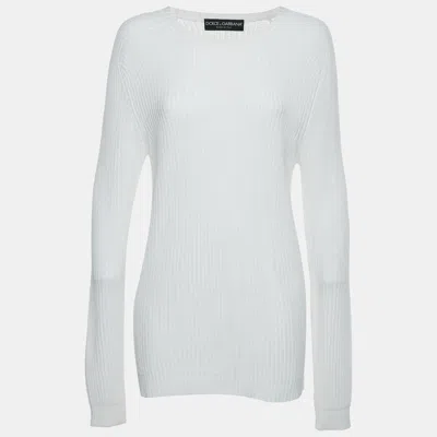 Pre-owned Dolce & Gabbana Off-white Knit Crewneck Sweater Xl