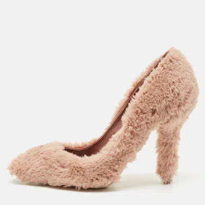 Pre-owned Dolce & Gabbana Old Rose Faux Fur Pumps Size 37.5