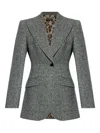 Dolce & Gabbana Tweed Jacket With Flap Pockets And Peak Lapels In Gray