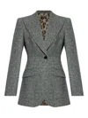 Dolce & Gabbana Tweed Jacket With Flap Pockets And Peak Lapels In Gray