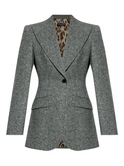 DOLCE & GABBANA ONE-BUTTON TWEED JACKET
