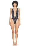 Dolce & Gabbana Polka Dot Belted Swimsuit In Bianco & Nero