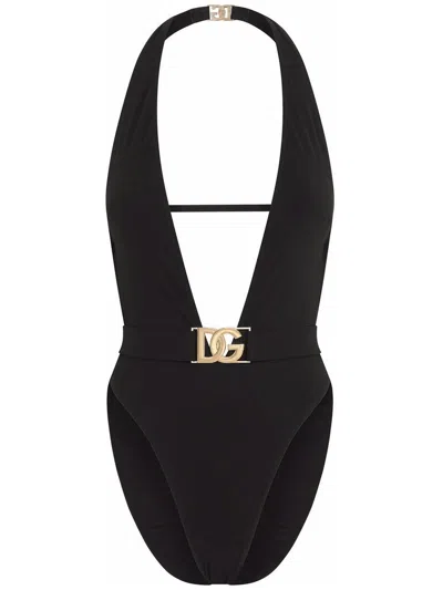 Dolce & Gabbana One-piece Swimsuit In Black