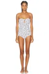 Dolce & Gabbana Polka-dot Strapless One-piece Swimsuit In Nero & Bianco