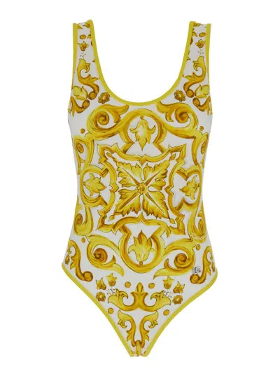 Dolce & Gabbana One Piece Tris Maiolica In Yellow