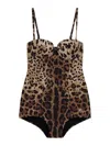 Dolce & Gabbana Embellished Leopard-print Underwired Swimsuit In Animal Print