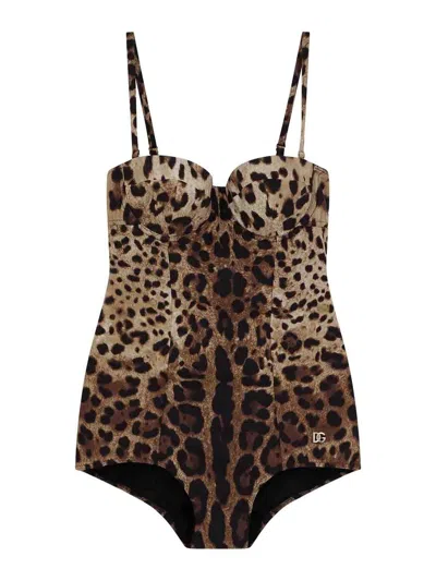 DOLCE & GABBANA ONE-PIECE WITH ANIMALIER MOTIF