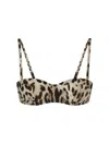 Dolce & Gabbana Bikini Top With Iconic Animalier Print And Pvc Clutch In Multicolour