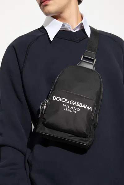 Dolce & Gabbana One-shoulder Backpack In Black
