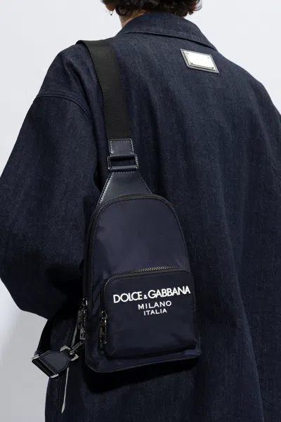 Dolce & Gabbana One-shoulder Backpack In Navy Blue