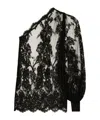 Dolce & Gabbana Chantilly One Shoulder Lace Blouse In Black