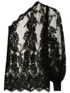 Dolce & Gabbana Chantilly One Shoulder Lace Blouse In Schwarz