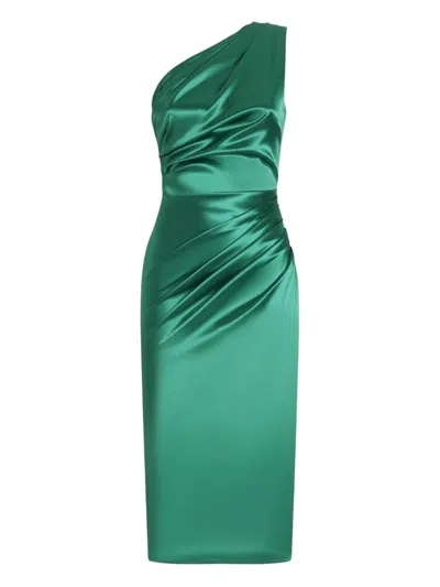 Dolce & Gabbana One Shoulder Dress In Green