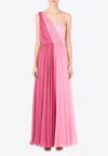 Dolce & Gabbana One-shoulder Gathered Ombre Gown In Pink