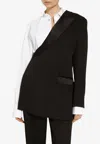 Dolce & Gabbana One-shoulder Wool-blend Blazer In Black