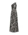 Dolce & Gabbana Zebra-print One-shoulder Chiffon Dress In Black