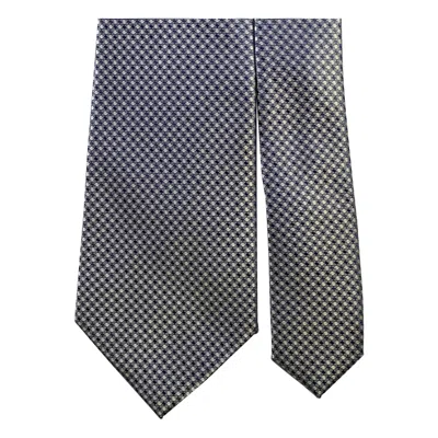 Pre-owned Dolce & Gabbana One Size Silver Black Houndstooth Silk Tie
