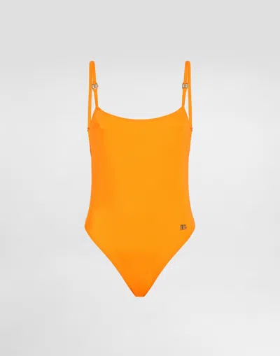 Dolce & Gabbana One-piece Olympic Swimsuit In Orange