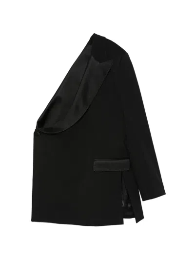 Pre-owned Dolce & Gabbana One-shoulder Asymmetric Blazer In Black